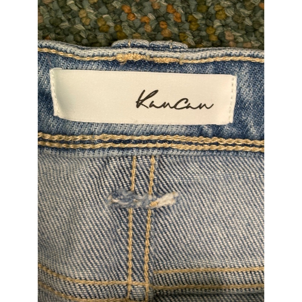 KanCan sz 28 Mid/High Rise Flare Med Light Wash Light distressing NWT 28X33 Long - Picture 7 of 9
